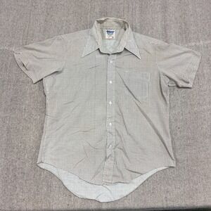 Vintage Samson Button Up Shirt Mens Large Brown 1970s Short Sleeve Striped